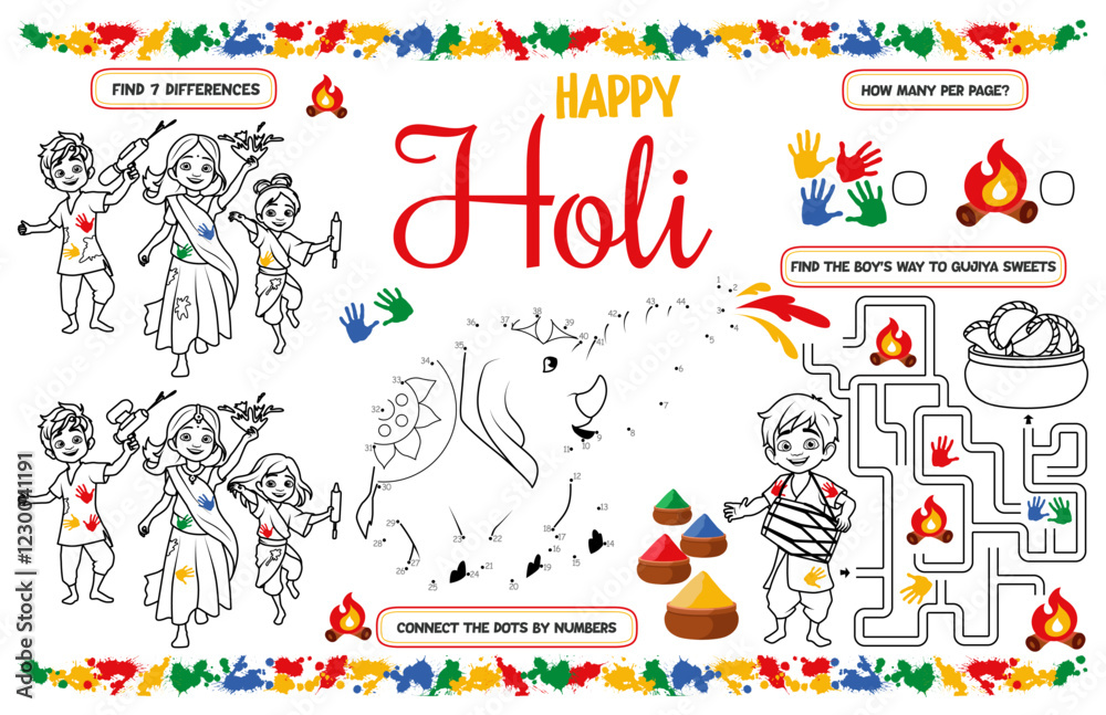 holi colouring pages