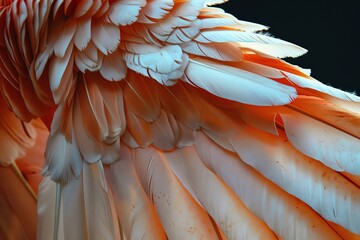 Poster - Close up view of beautiful pink flamingo feathers creating a natural textured background
