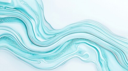 Poster - Dreamy Aqua Flow, fluid abstract watercolor in soft blue tones, evokes serenity and harmony, ideal for summer-themed decor and stationery designs.