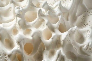 Poster - Close up view of a white porous organic structure forming an abstract background with holes