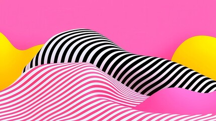 Poster - Dynamic Tidal Patterns, Abstract designs reflecting the rhythmic movement of waves, featuring bold black lines, vibrant solid colors, and a striking pop art aesthetic.