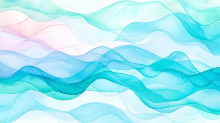 Poster - Soothing Watercolor Waves, dynamic and serene hand-painted design featuring intricate patterns for summer decor and stationery, evoking tranquility and warmth