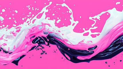 Poster - Sunlit Foam Swirls, Delicate frothy wave motion illuminated by morning light, featuring bold black outlines, simple solid colors, and a cool neon-lit pop art aesthetic.