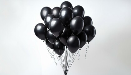 Wall Mural - black balloons isolated cutout on white background helium joy birthday