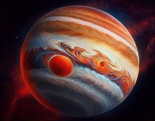 Wall Mural - jupiter s great red spot a massive storm swirling with turbulent clouds and winds