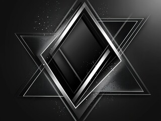 Poster - Abstract geometric design featuring a modern star shape with contrasting black and silver tones for artistic backgrounds