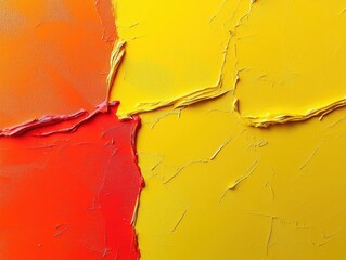 Poster - Abstract Colorful Composition with Textured Orange, Red, and Yellow Paint Layers on Canvas