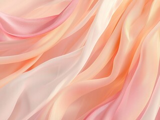 Poster - Soft Flowing Fabric in Shades of Pink and Peach with Delicate Wrinkles and Natural Movement