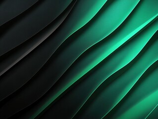 Poster - Abstract Wavy Texture with Green and Black Tones, Ideal for Modern Background or Graphic Design
