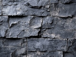 Poster - Textured Slate Wall with Varied Gray Shades and Irregular Stone Arrangement for Architectural and Design Projects
