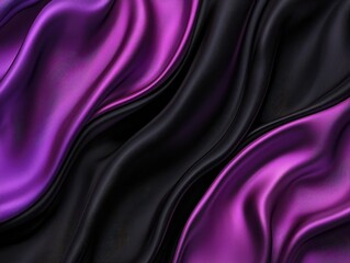 Poster - Elegant Flow of Purple and Black Satin Fabric with Soft Waves and Rich Texture