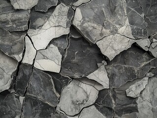 Poster - Detailed Close-Up of Cracked Slate Stone Texture for Background or Surface Design Inspiration