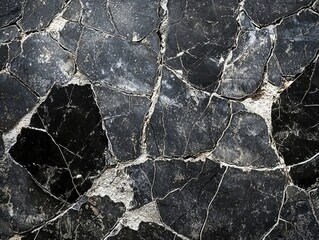 Poster - Dark Cracked Surface with Textured Patterns and Weathered Details Suitable for Abstract Backgrounds and Artistic Designs