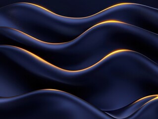 Poster - Abstract Curved Waves with Warm Light on Dark Background for Artistic and Modern Design Concepts