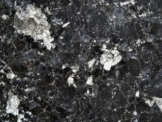Poster - Dark Textured Stone Surface with White Minerals and Natural Patterns Ideal for Background and Decorative Use