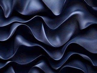 Poster - Abstract Dark Blue Fabric Waves Creating a Sense of Movement and Flow for Design and Textile Applications