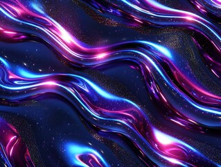 Poster - Colorful Abstract Waves in Violet, Pink, and Blue Shimmering Background for Creative Design and Artistic Projects
