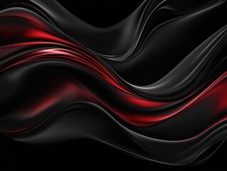 Poster - Elegant Flowing Curves of Black and Red on a Dark Background Creating a Sense of Motion and Depth