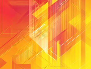 Poster - Vibrant Abstract Background with Geometric Lines and Vivid Color Transitions in Orange and Yellow Tones