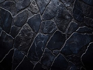 Poster - Dark Textured Stone Wall Panels with Sharp Edges and Subtle Grains for Modern Design and Architecture Projects
