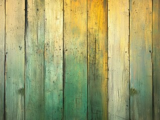 Poster - Textured Wooden Planks with a Blend of Yellow and Green Colors for Background and Design Inspiration
