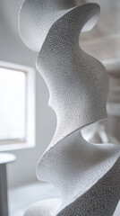 Canvas Print - close up of textured white sculpture with wavy design, showcasing intricate details