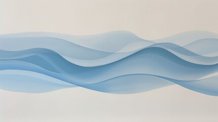 Aufkleber - Abstract blue wave patterns on a white background, creating a serene and calming atmosphere