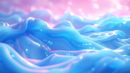 Aufkleber - Abstract waves of blue and pink fluid textures undulating softly in a dreamy background