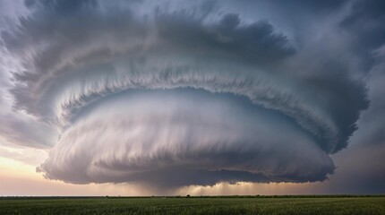 Aufkleber - a large cloud formation over a field