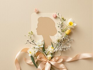 Aufkleber - 
a paper cut out of a woman's head surrounded by flowers