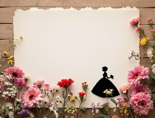 Aufkleber - 
a paper with a silhouette of a woman and flowers