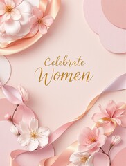 Poster - 
a pink and white floral arrangement women celebrate