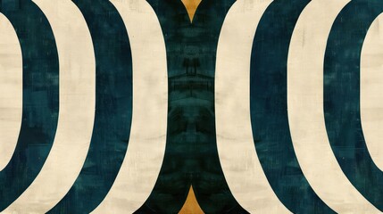 Poster - Abstract design with curved lines in teal and cream, creating a modern artistic backdrop