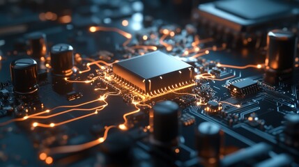 Poster - Illuminated Microchip Circuit Board Technology