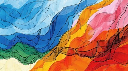 Poster - Abstract colorful wave patterns blending seamlessly, evoking emotion and creativity in art