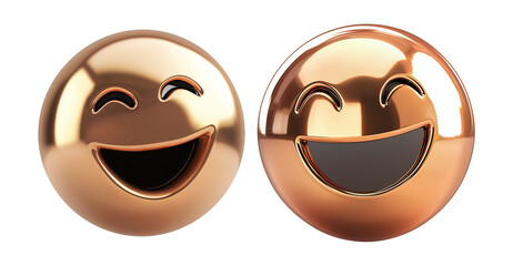Aufkleber - Two shiny 3D smiling emojis in copper and bronze tones, isolated on transparency background