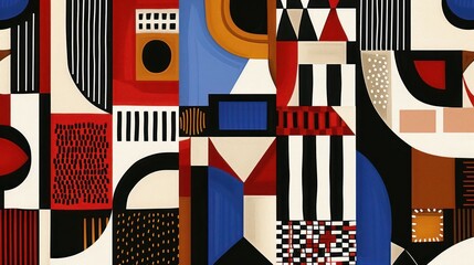 Poster - Abstract geometric patterns with vibrant colors and shapes creating a modern art composition