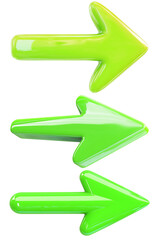 Poster - Bright green plastic arrows pointing to right, isolated on transparency background