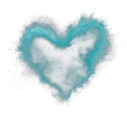 Poster - Dark teal heart with moody and blended brush effects, surrounded by textured splash on transparency background