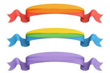 Poster - Colorful ribbon banners in red, orange, yellow, green, blue, and purple with vibrant and cheerful design