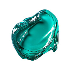 Poster - top view of teal gel blob with glossy texture, isolated on transparency background