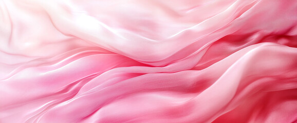 Fototapete - Close-up of soft, flowing pink fabric, showcasing smooth folds and gentle texture, symbolizing elegance, delicacy, and luxury in fabric design.