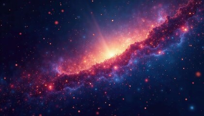 shimmering starry night with liquid cosmos and stardust particles, glowing, shimmering, stardust