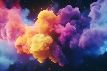 an explosion of vibrant colors and shapes, resembling an abstract nebula in space,