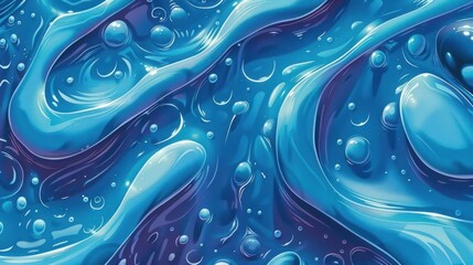 Poster - Abstract blue liquid texture with bubbles and waves, suitable for backgrounds or design projects