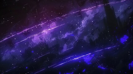 Poster - Abstract cosmic scene with vibrant purple and blue streaks against a starry background