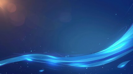 Fototapete - Abstract blue background with flowing waves and light reflections, ideal for digital designs