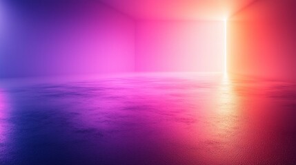 Poster - Bright neon colors radiate from walls in a captivating gradient, transforming a vacant space into a mesmerizing tapestry of light, energy, and artistic potential