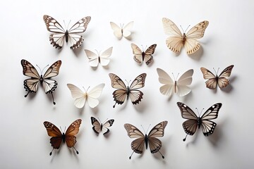 Wall Mural - Elegant Minimalist Butterfly Silhouettes:  A Set of Simple Black Butterfly Designs for Print & Web