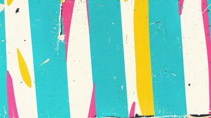 Poster - Colorful abstract stripes with vibrant hues of blue, pink, and yellow on a textured surface